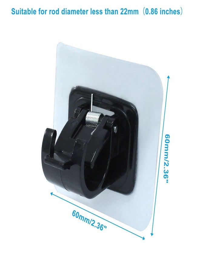 verkelly 2 Pcs Self Adhesive Curtain Rod Bracket, 2.36" x 2.36" No Drill Curtain Rod Holder Hangers Self Adhesive Wall Hooks(Black) - Image 2